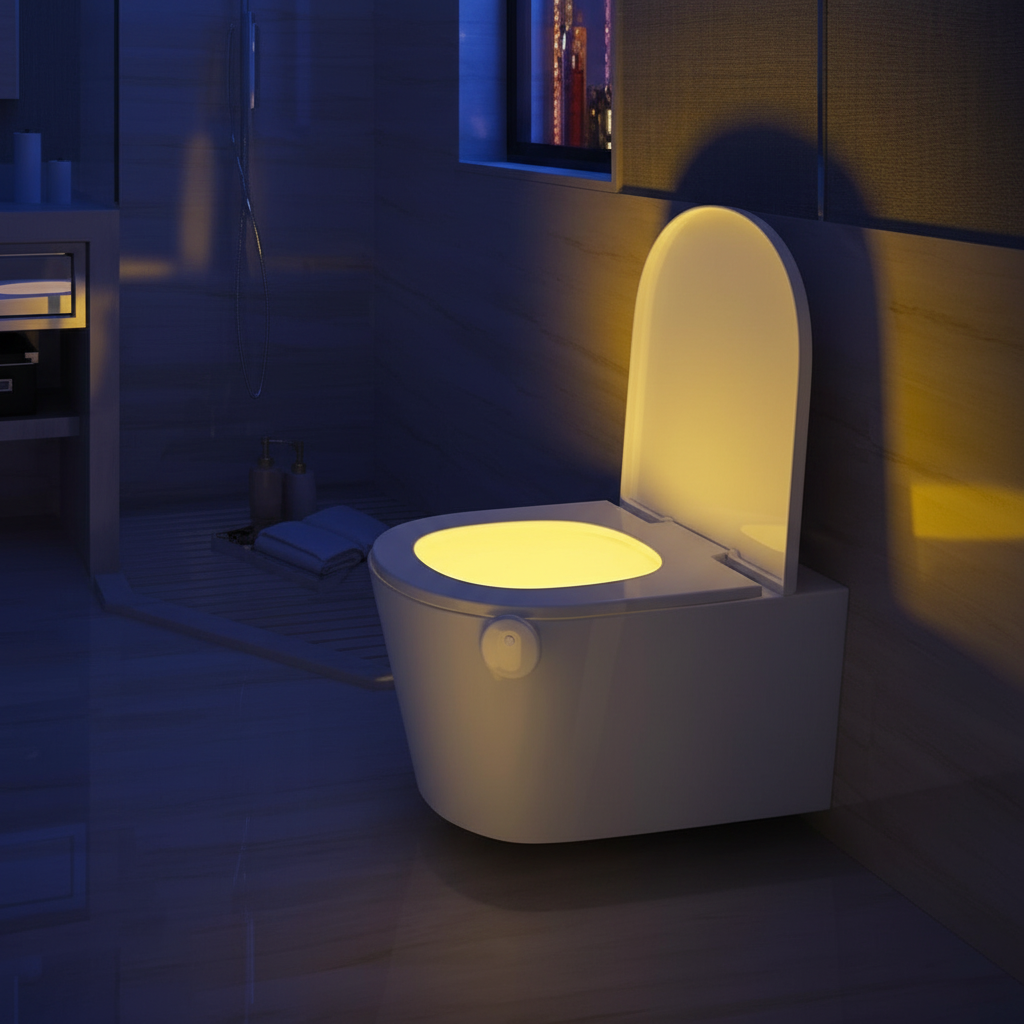 LED Toilet Light for Night Illumination - Compact Design