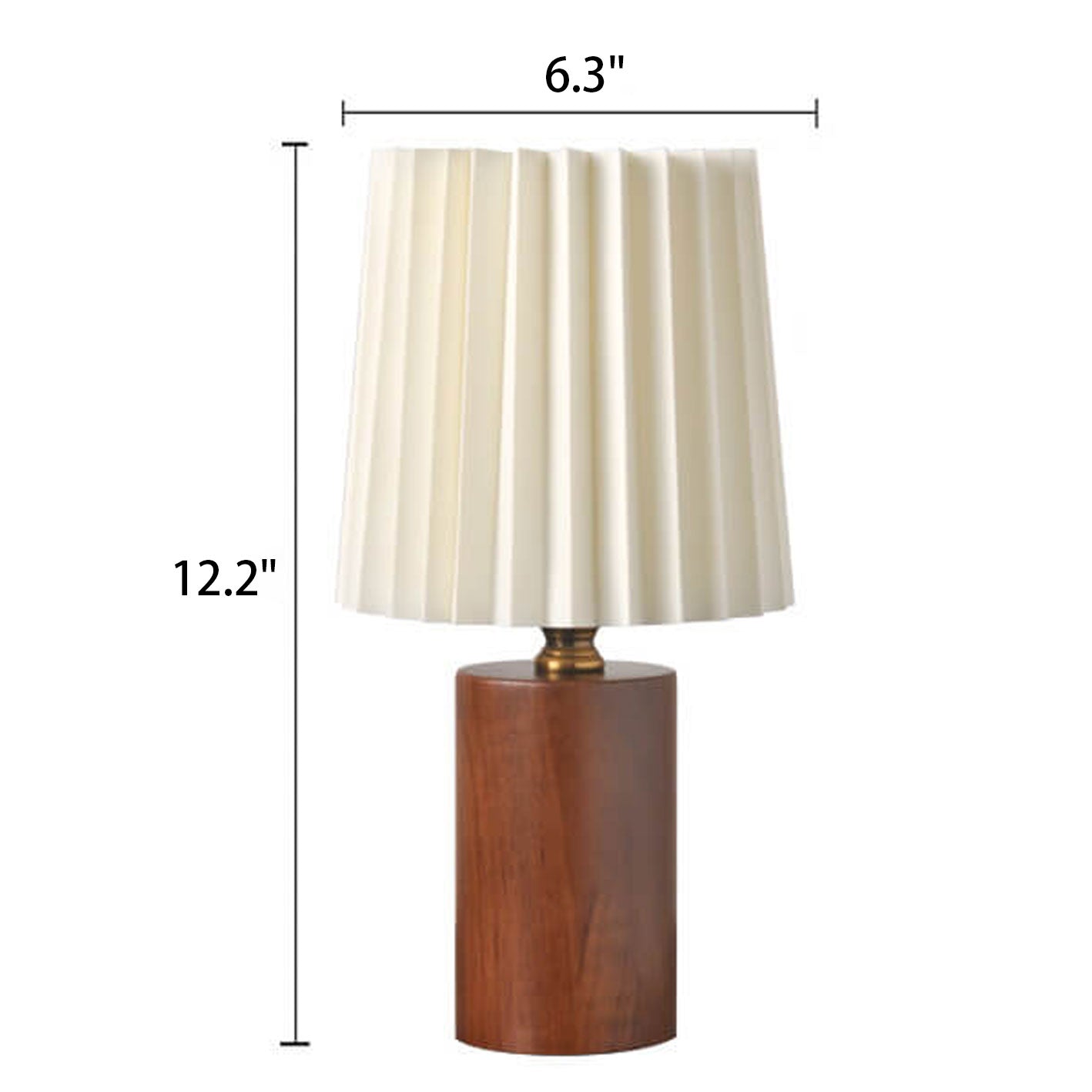 Chic Pleated Fabric Table Lamp with Wooden Base