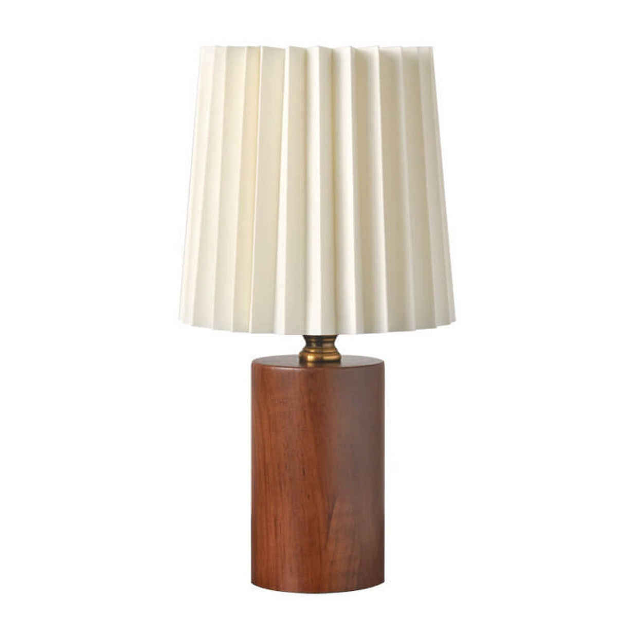 Chic Pleated Fabric Table Lamp with Wooden Base