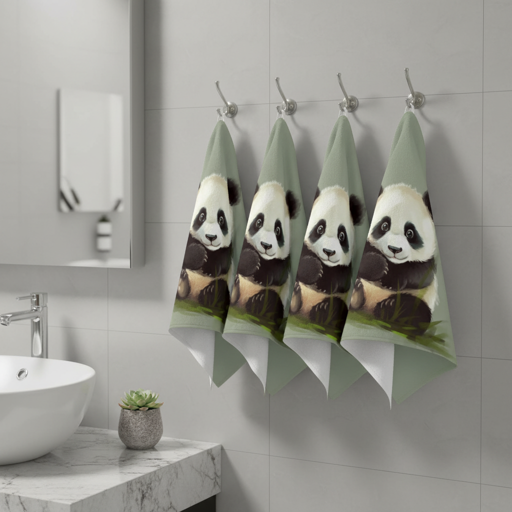 Panda-Themed Bamboo Dish Cloth