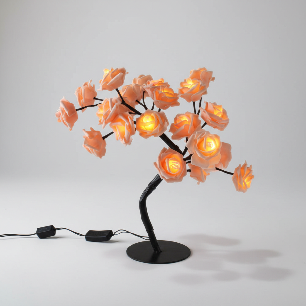 Rose Tree Lamp - Artificial Floral Light Décor