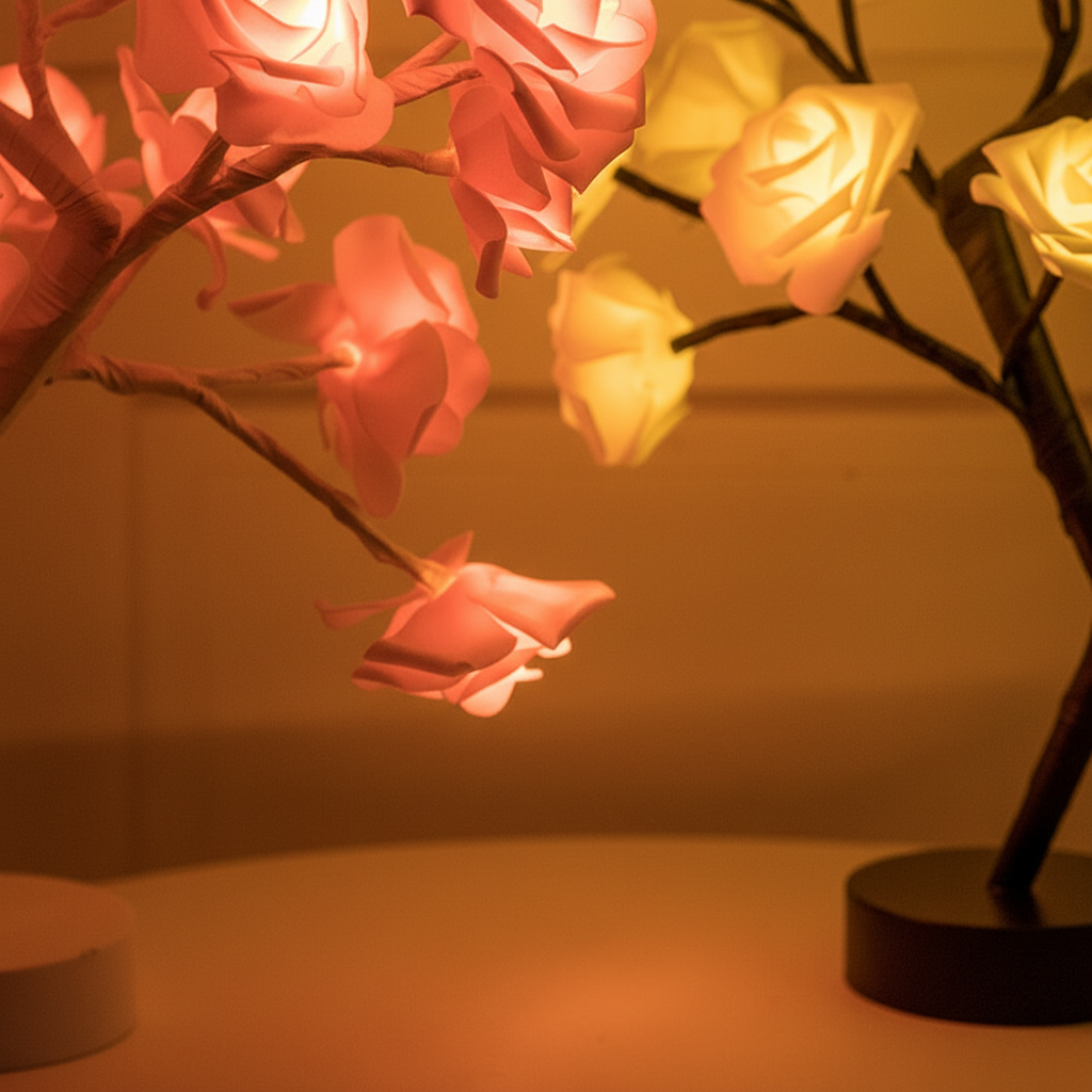 Rose Tree Lamp - Artificial Floral Light Décor
