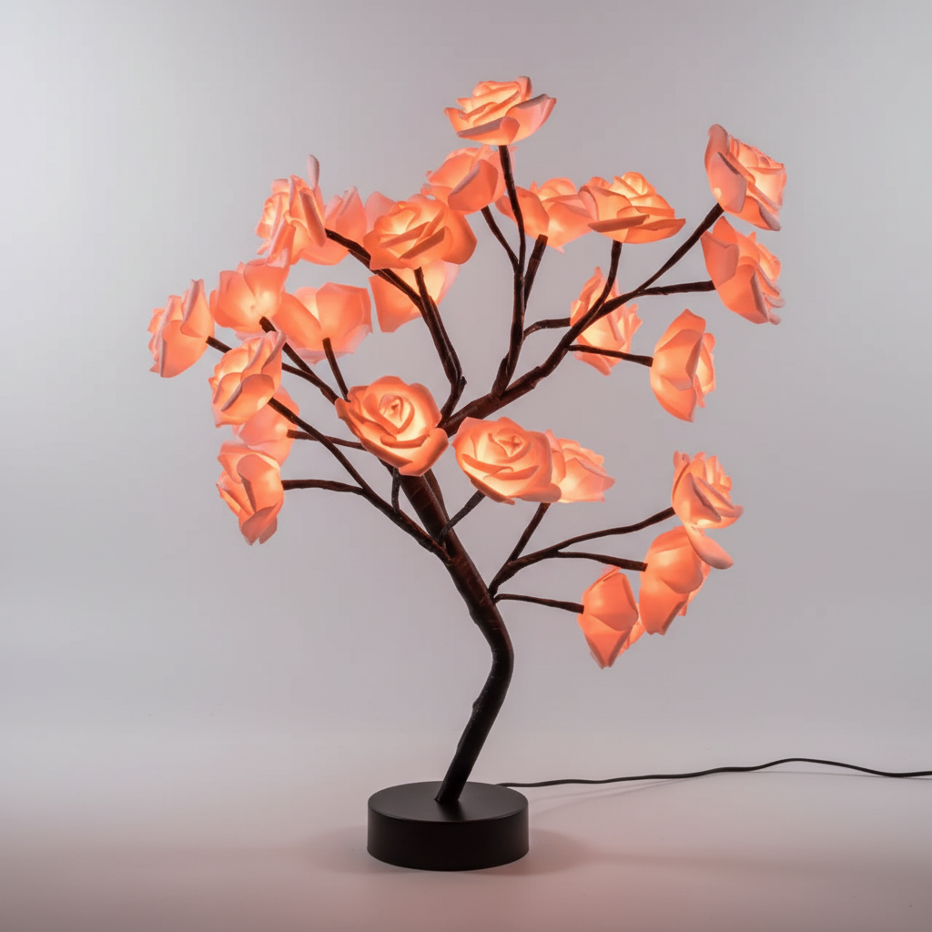 Rose Tree Lamp - Artificial Floral Light Décor