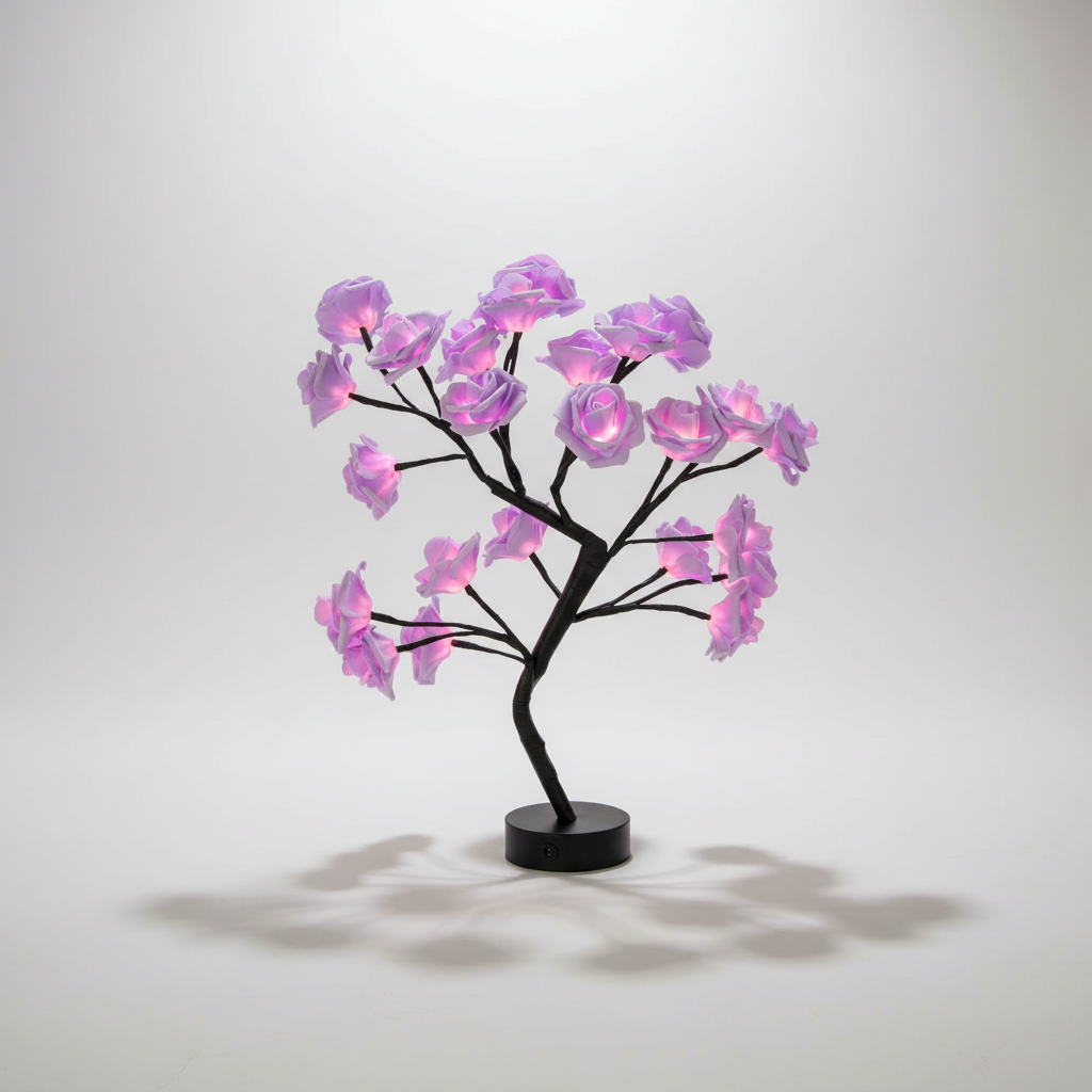 Rose Tree Lamp - Artificial Floral Light Décor