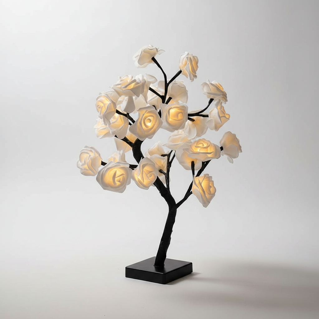 Rose Tree Lamp - Artificial Floral Light Décor
