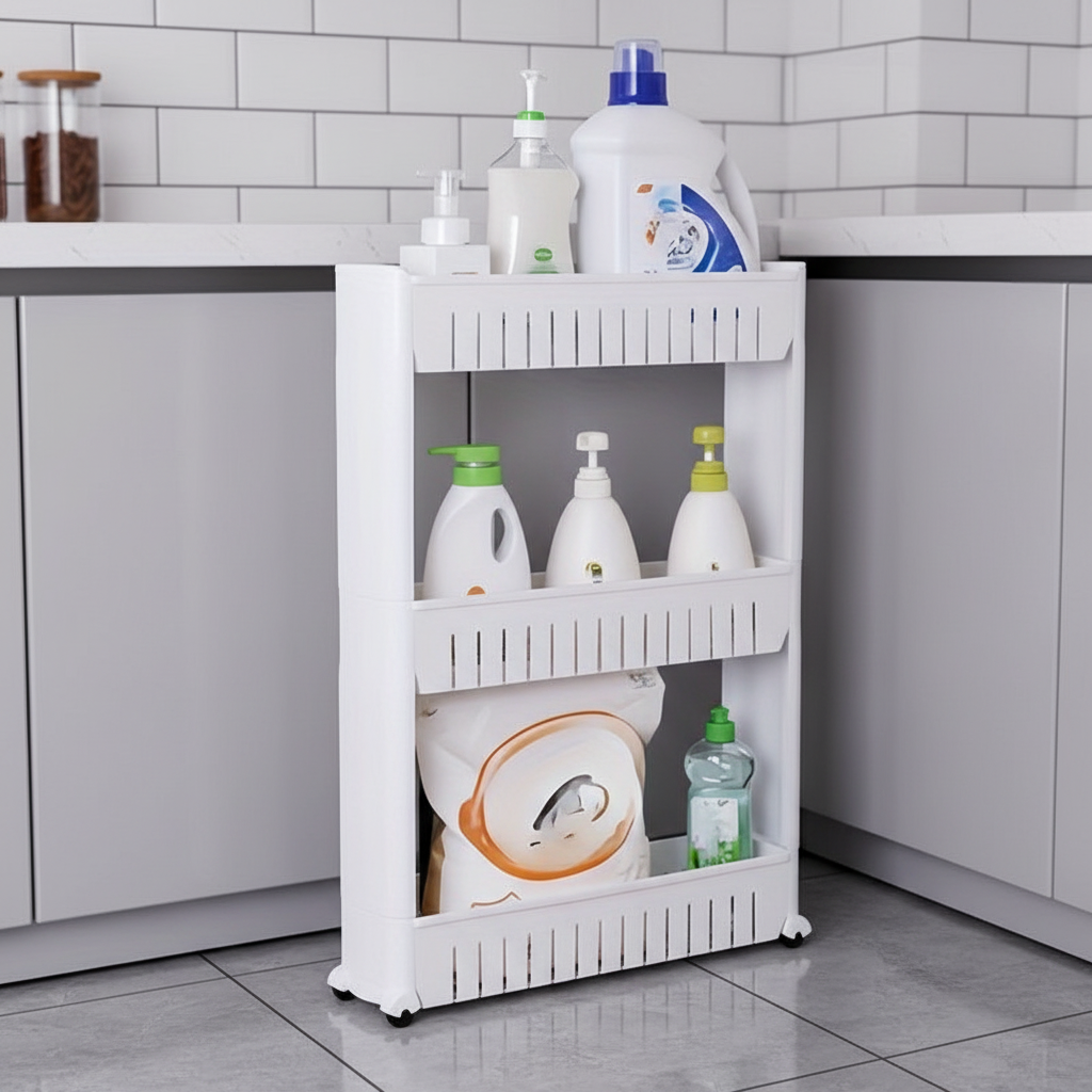Wheeled Plastic Storage Organizer - Slim Design