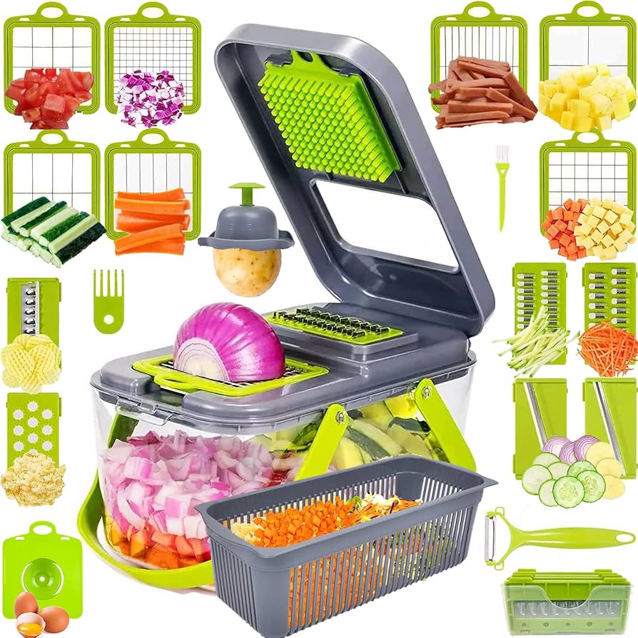 Versatile 18-in-1 Food Prep Slicer with Safety Features
