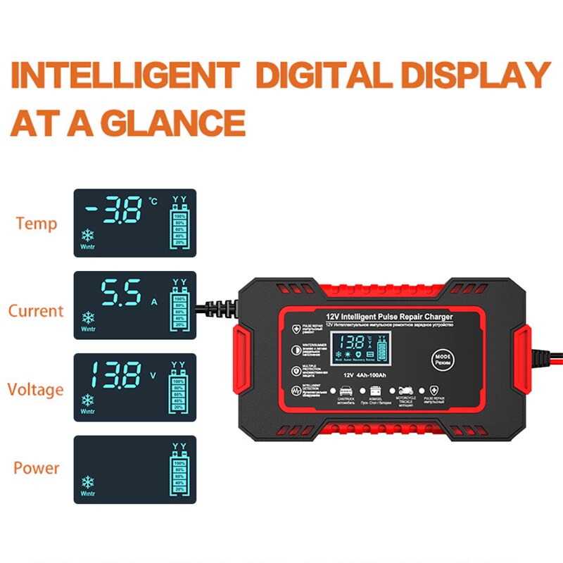 Smart 12V 6A Car Battery Revitalizer with LCD Screen