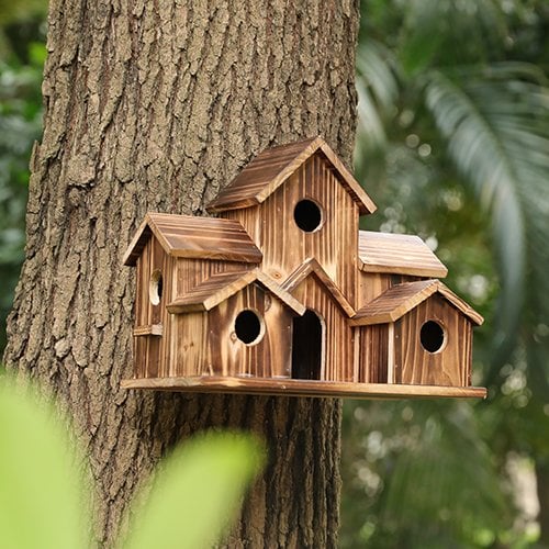 Elegant Eco-Friendly Birdhouse with Six Entrances