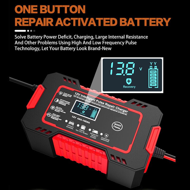 Smart 12V 6A Car Battery Revitalizer with LCD Screen