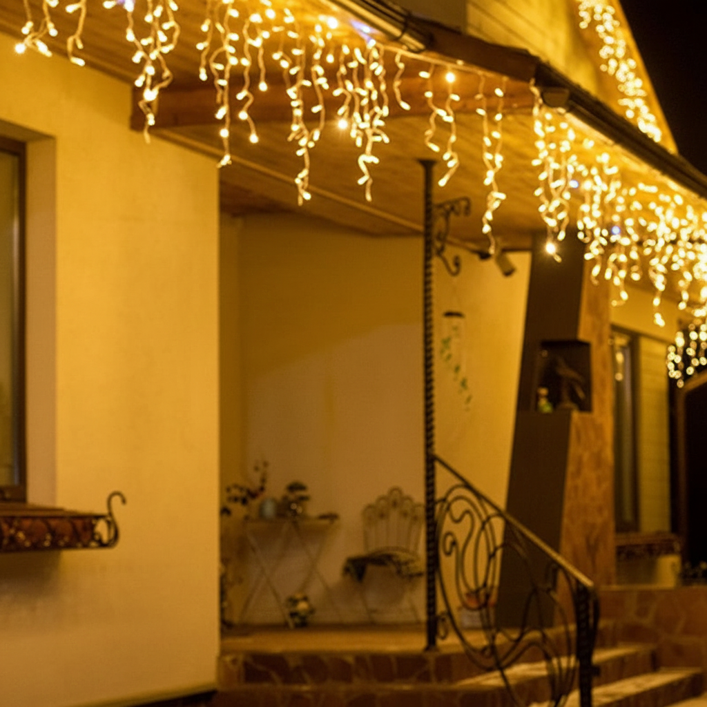 Outdoor LED Icicle String Lights - Fairy Light Decoration