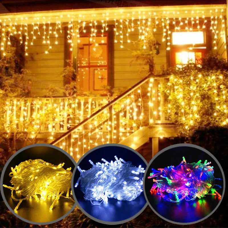 Outdoor LED Icicle String Lights - Fairy Light Decoration