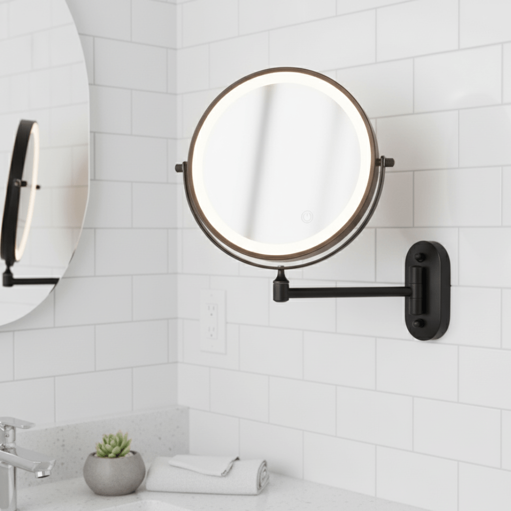 GlowUp – Portable LED Magnifying Makeup Mirror with Adjustable Lighting