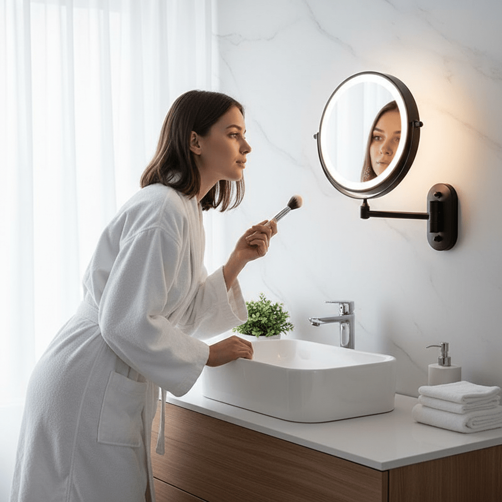 GlowUp – Portable LED Magnifying Makeup Mirror with Adjustable Lighting