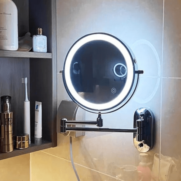 GlowUp – Portable LED Magnifying Makeup Mirror with Adjustable Lighting