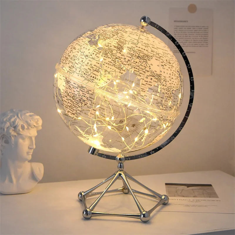 Illuminated Spinning Globe Lamp with Warm LED Glow