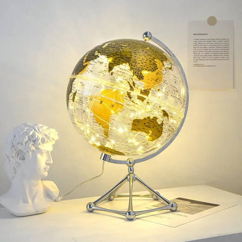Illuminated Spinning Globe Lamp with Warm LED Glow