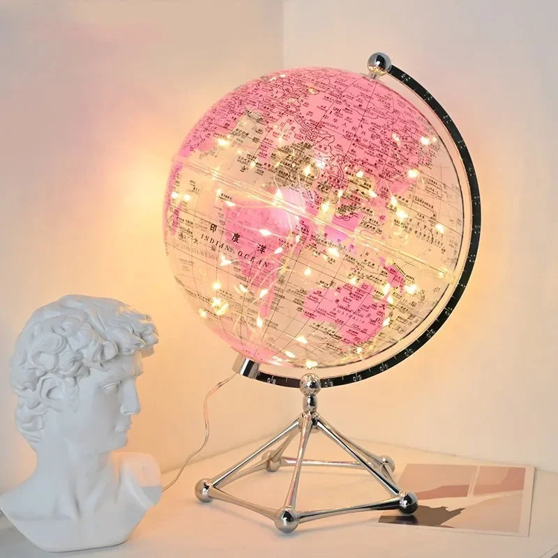 Illuminated Spinning Globe Lamp with Warm LED Glow