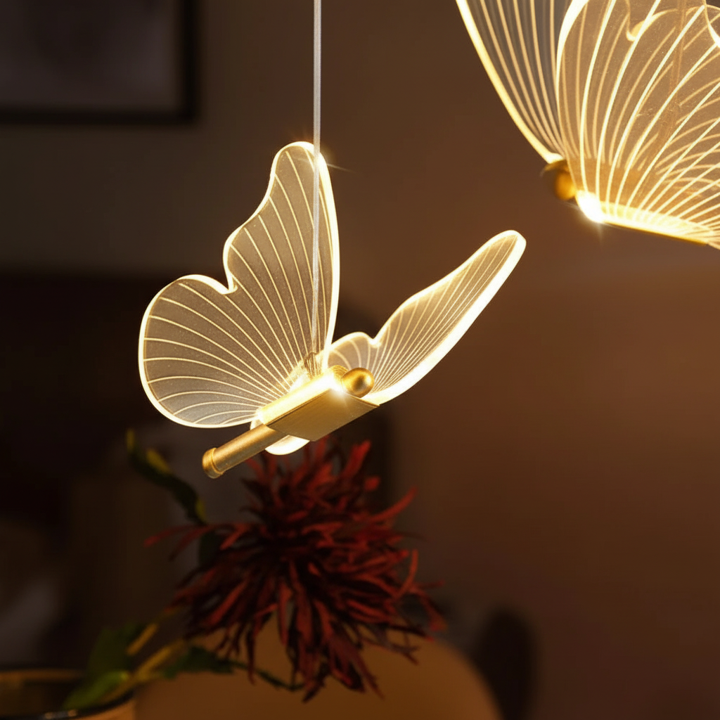 Butterfly Pendant Light with LED – Glow Effect