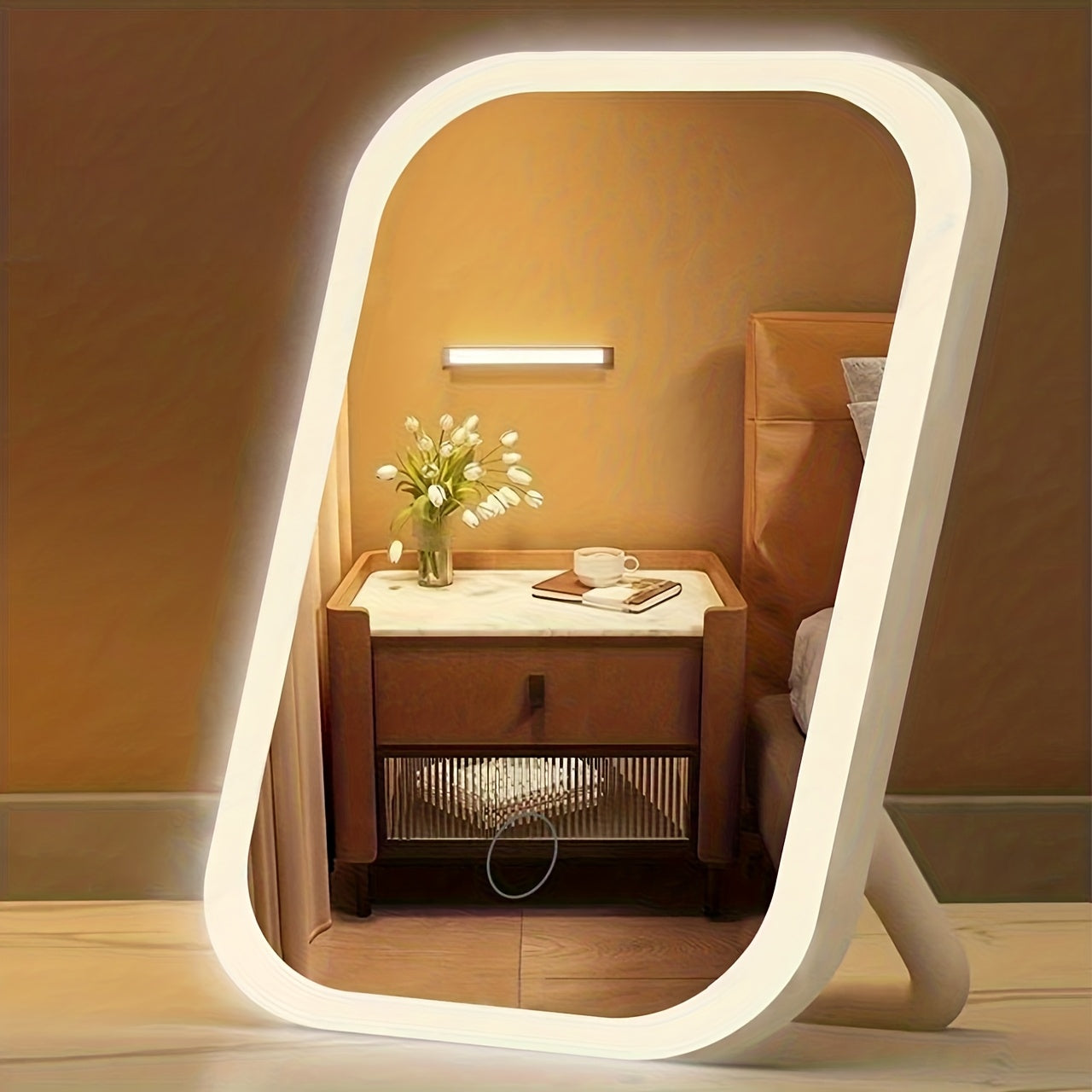 Rechargeable Touch-Control Makeup Mirror with LED Lighting