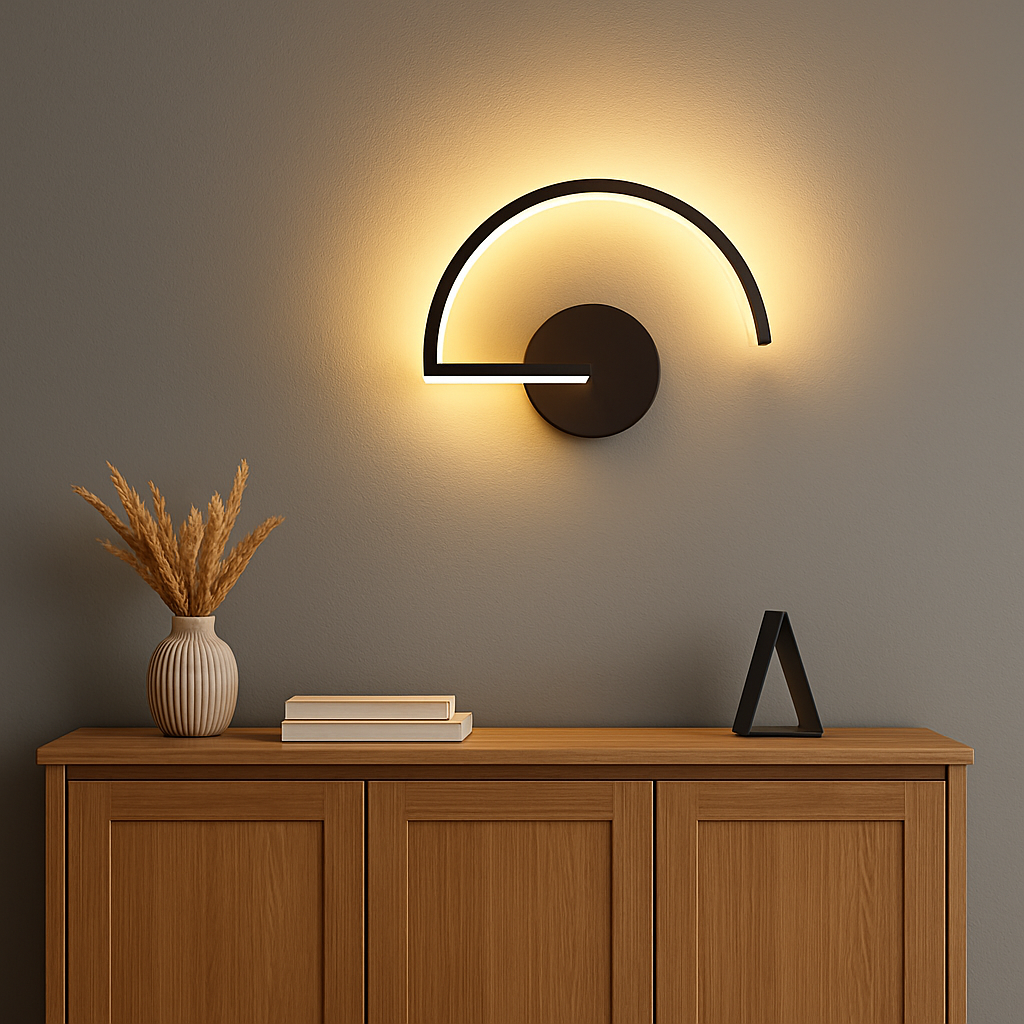Sleek Curved Indoor LED Wall Light in Modern Silver Finish