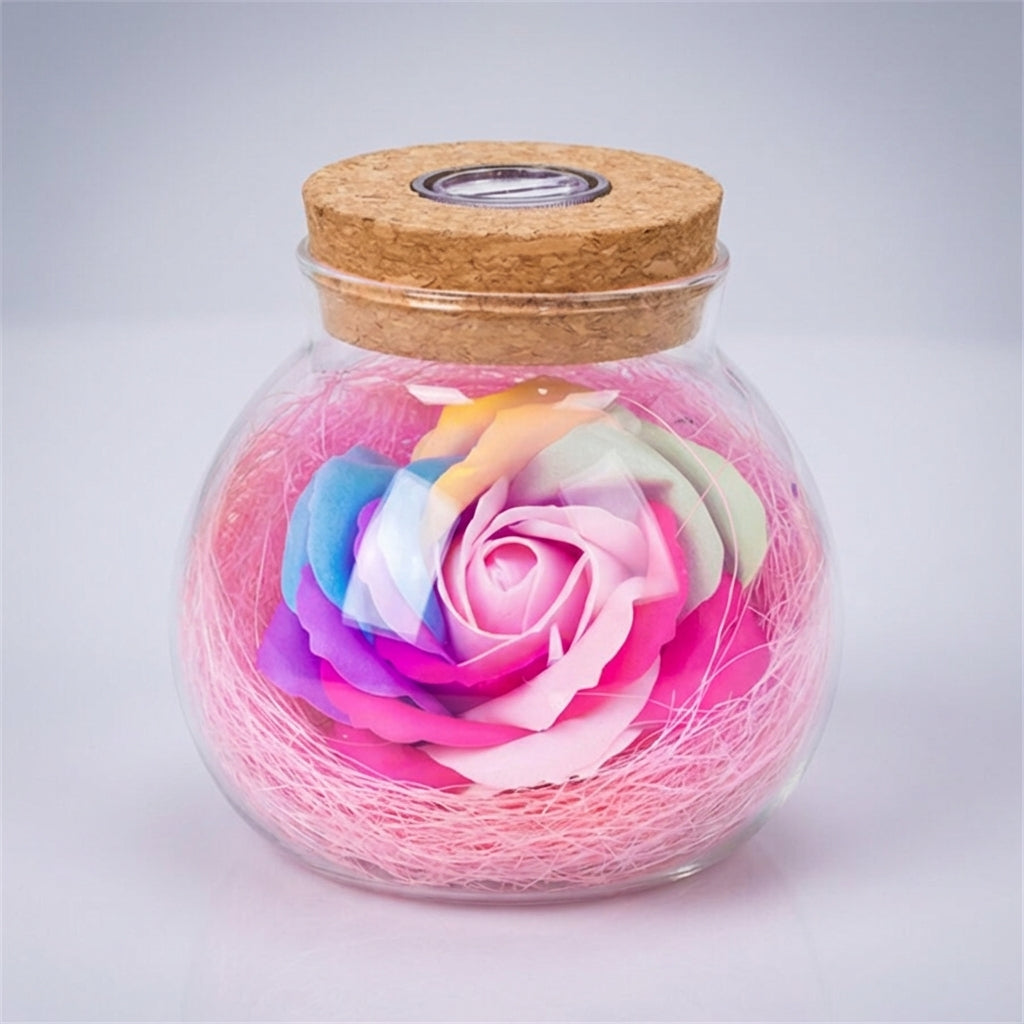 Rose-Shaped LED Lamp in Jar – Decorative Lighting