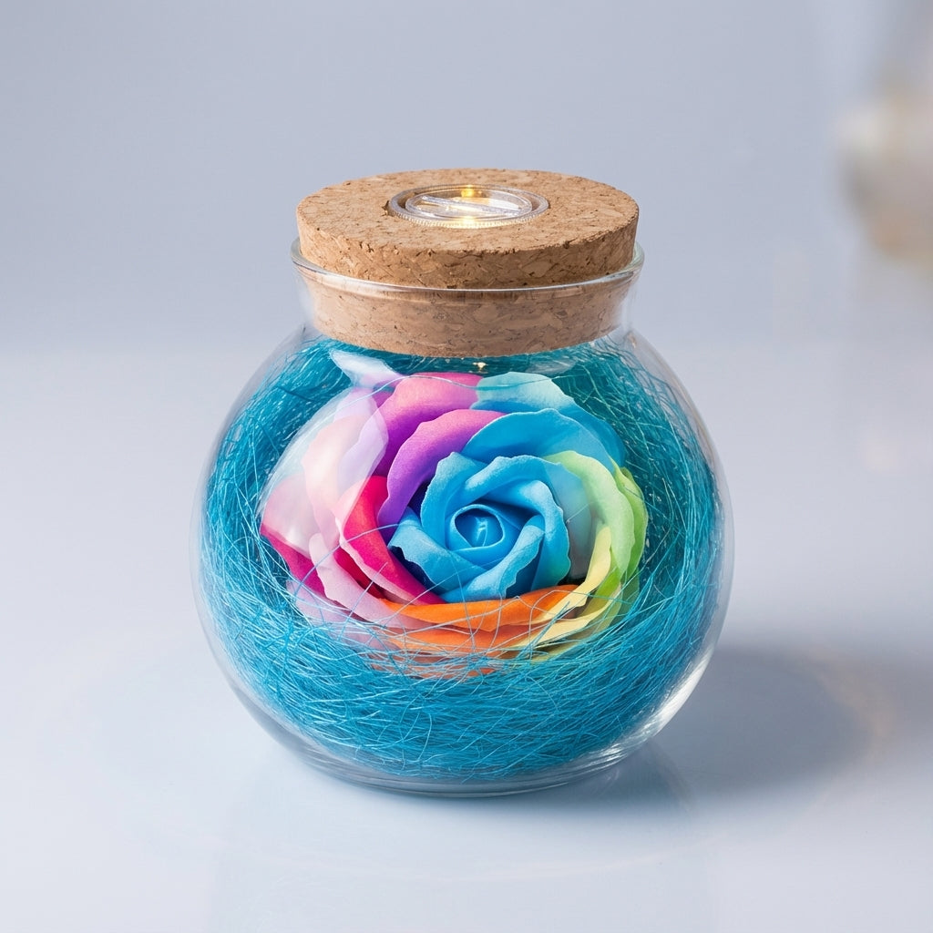 Rose-Shaped LED Lamp in Jar – Decorative Lighting