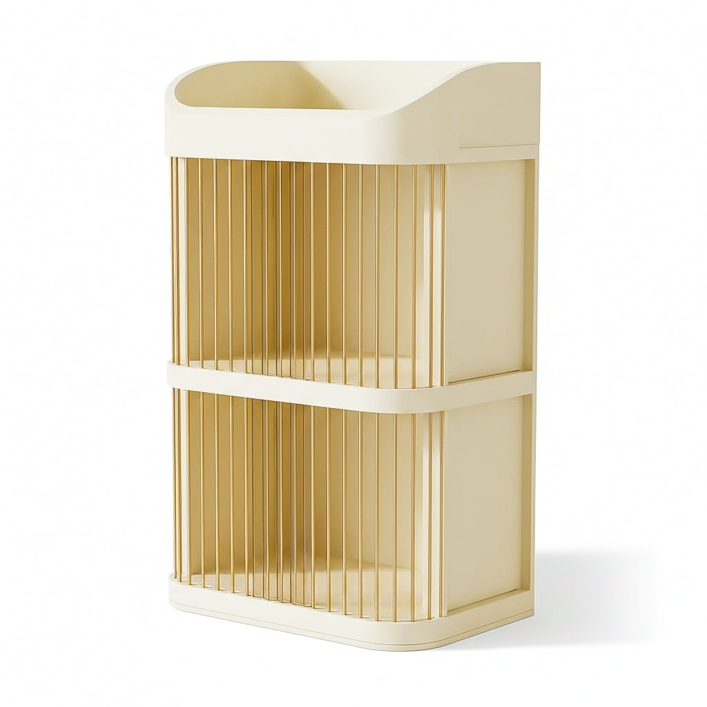 Elegant Cosmetic Storage Case with Dustproof Design and Drawer