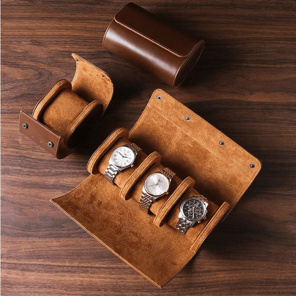 Elegant Leather Watch Organizer for Travel and Home