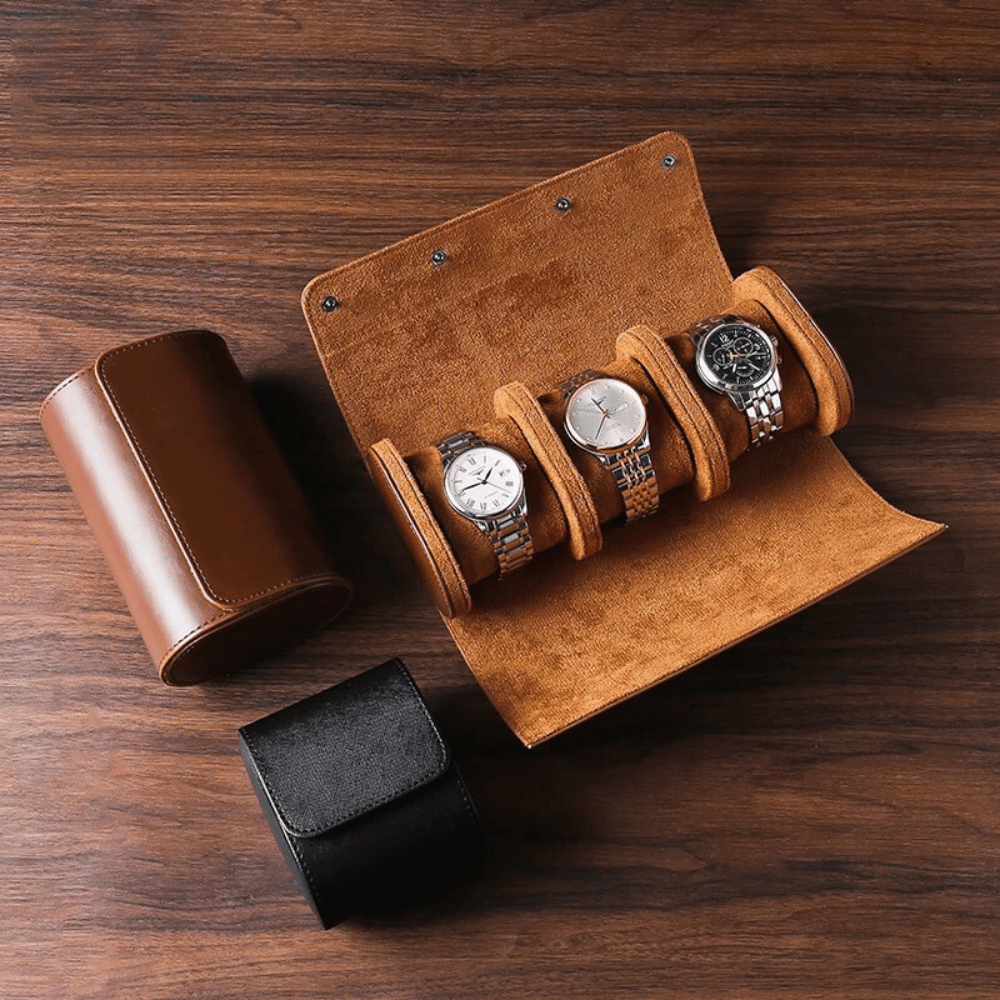 Elegant Leather Watch Organizer for Travel and Home