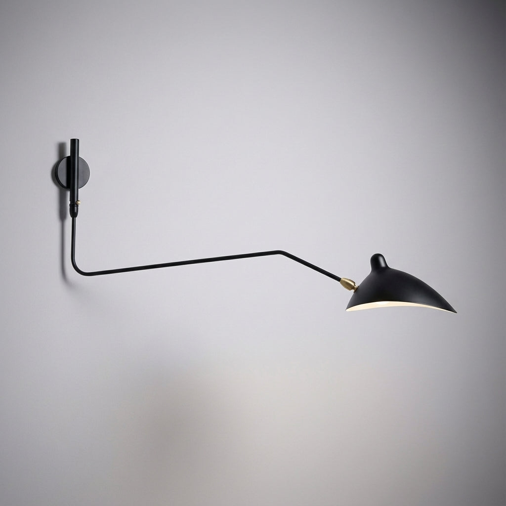 Adjustable Wall Light Fixture with Long Reach and Pivoting Arm