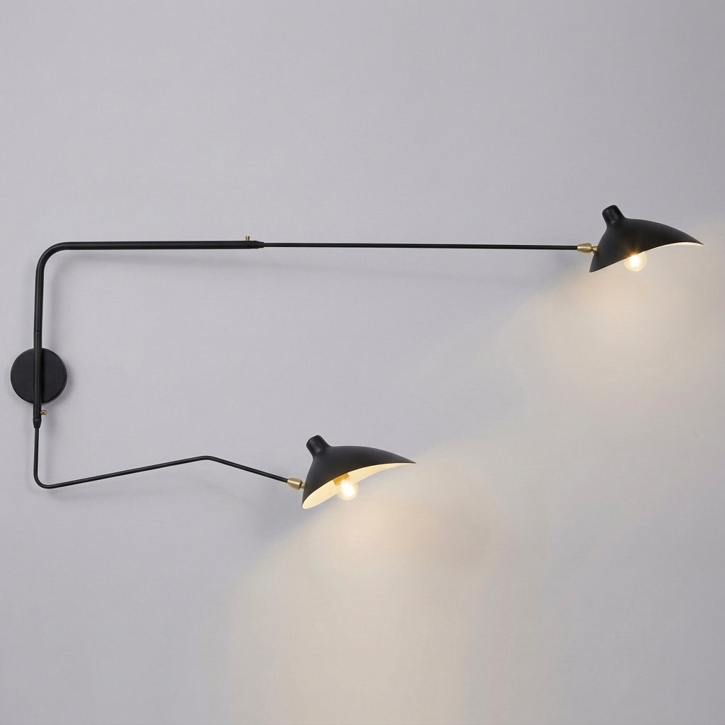 Adjustable Wall Light Fixture with Long Reach and Pivoting Arm
