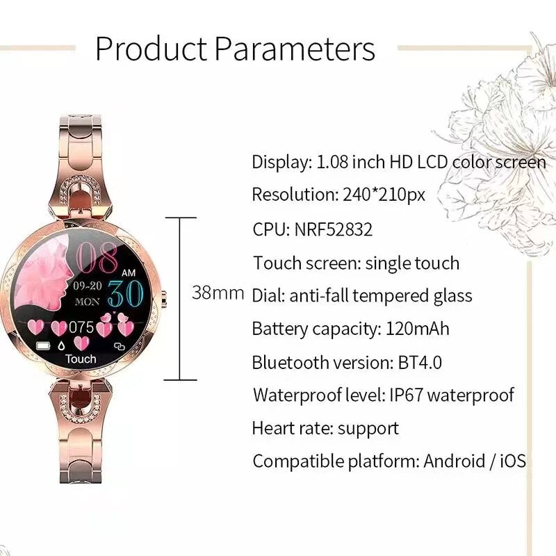AquaPulse | Stylish Waterproof Smartwatch for Women with Health Tracking