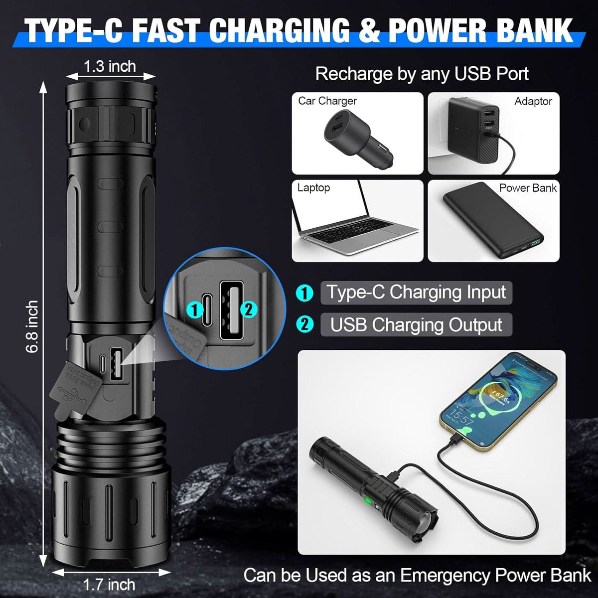 BRIGHTBEAM - Rechargeable Tactical Flashlight for Any Adventure