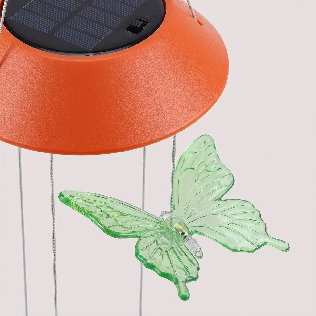 Solar-Powered Butterfly Chime with Colorful LED Lights