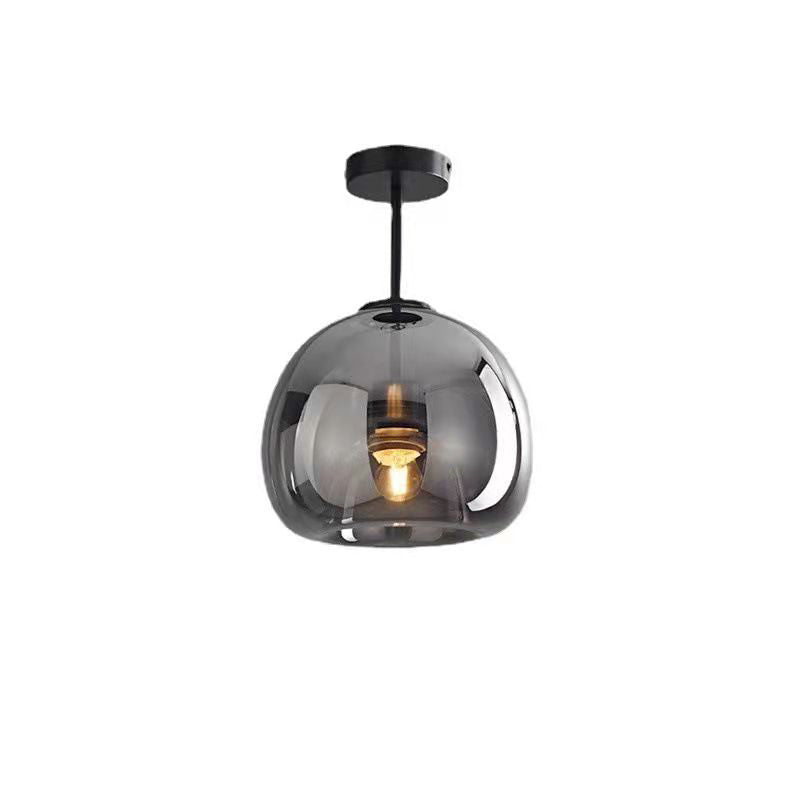 Stylish Smoke Gray Glass Semi-Flush Mount Light Fixture