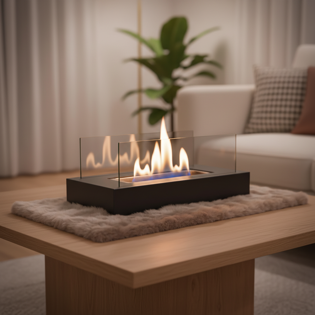 EmberGlow | Stylish Fire Pit for Indoor and Outdoor Use | Compact Tabletop Design for Immediate Heat