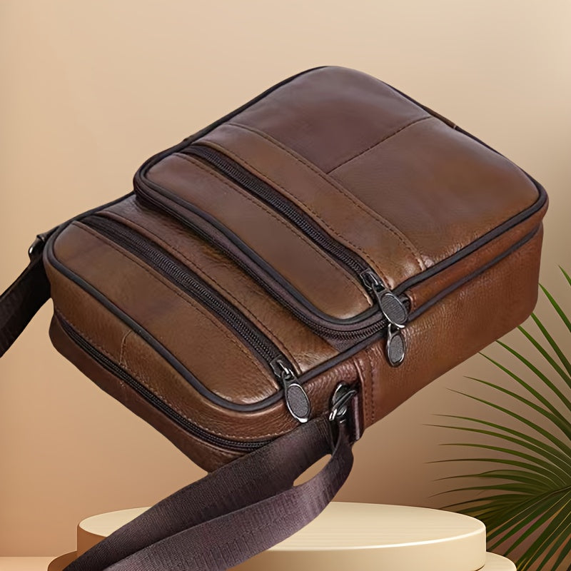 Elegantly Crafted Leather Messenger Bag with Adjustable Strap