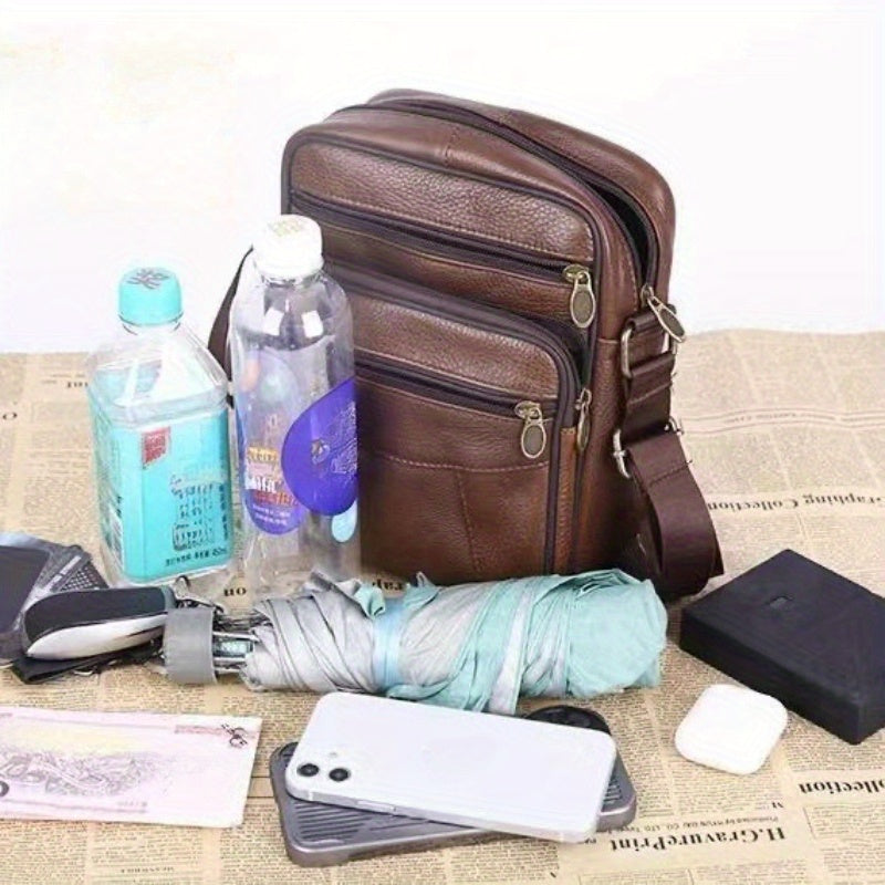 Elegantly Crafted Leather Messenger Bag with Adjustable Strap