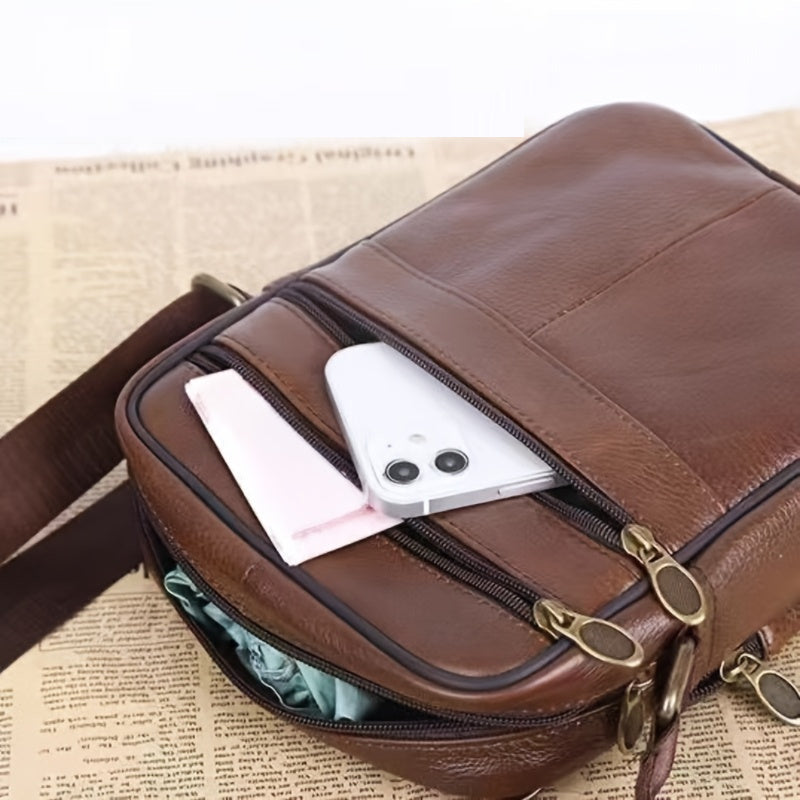 Elegantly Crafted Leather Messenger Bag with Adjustable Strap
