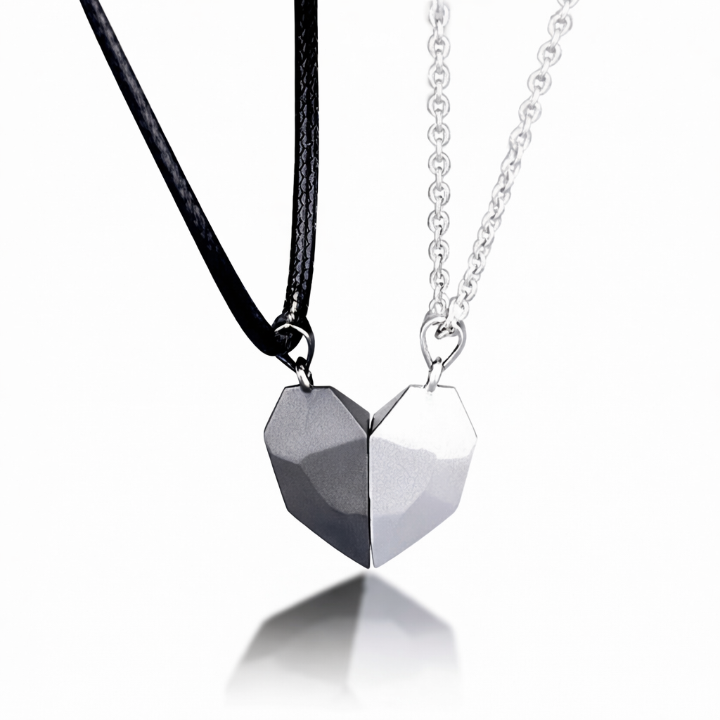Connected Hearts | Couples Pendant Necklace Set with ECG Design