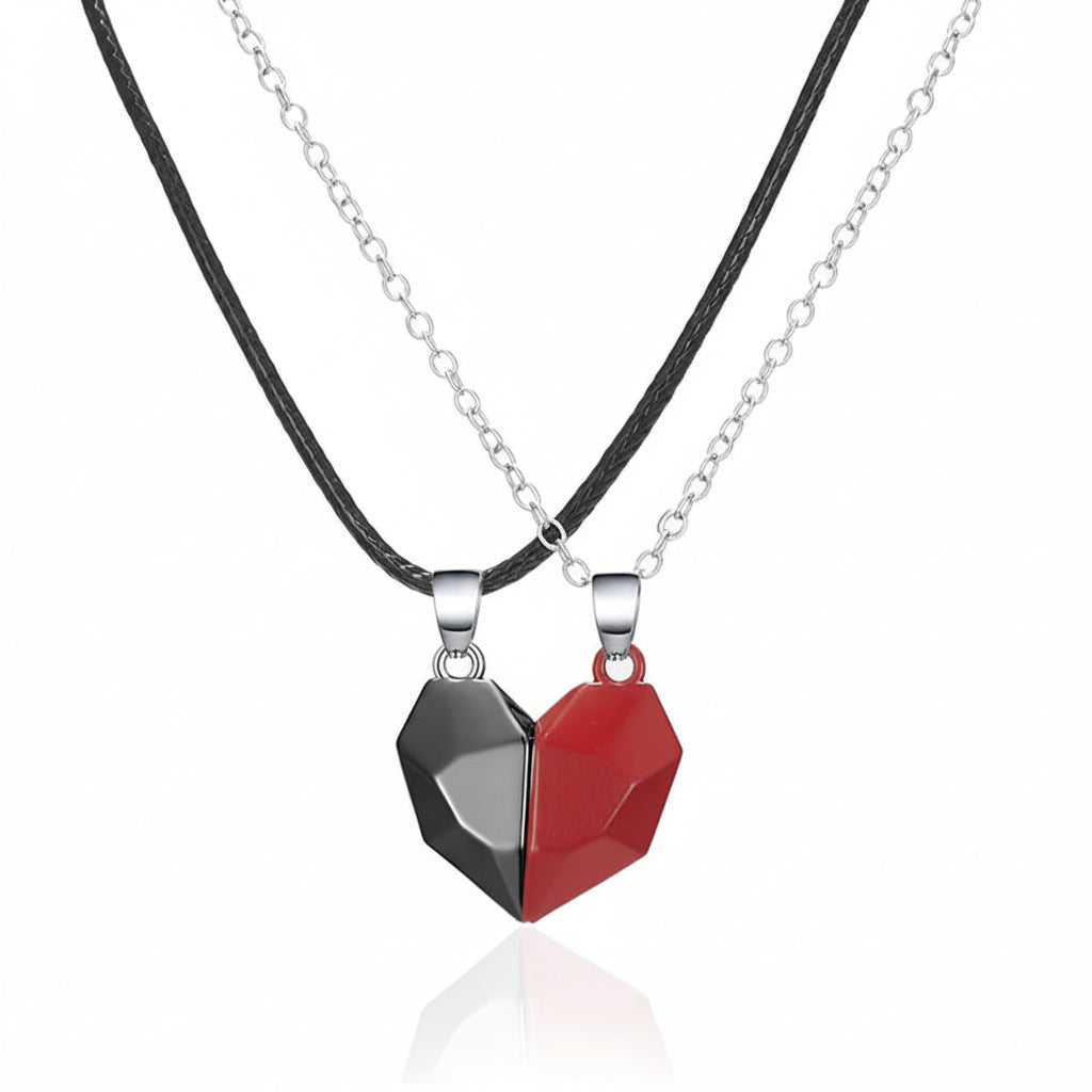 Connected Hearts | Couples Pendant Necklace Set with ECG Design