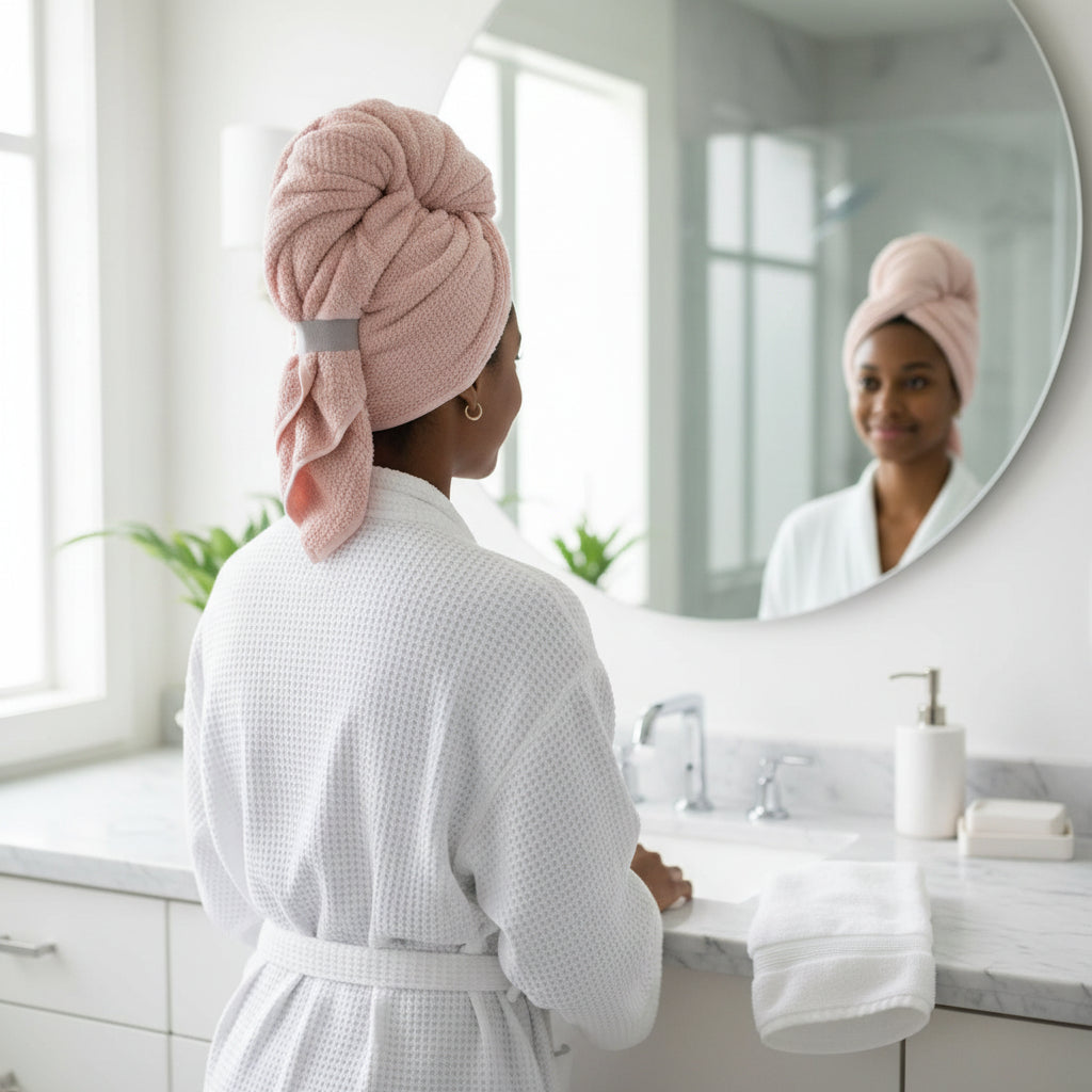 AquaSoft – Coral Velvet Hair Wrap for Quick Drying and Frizz Control