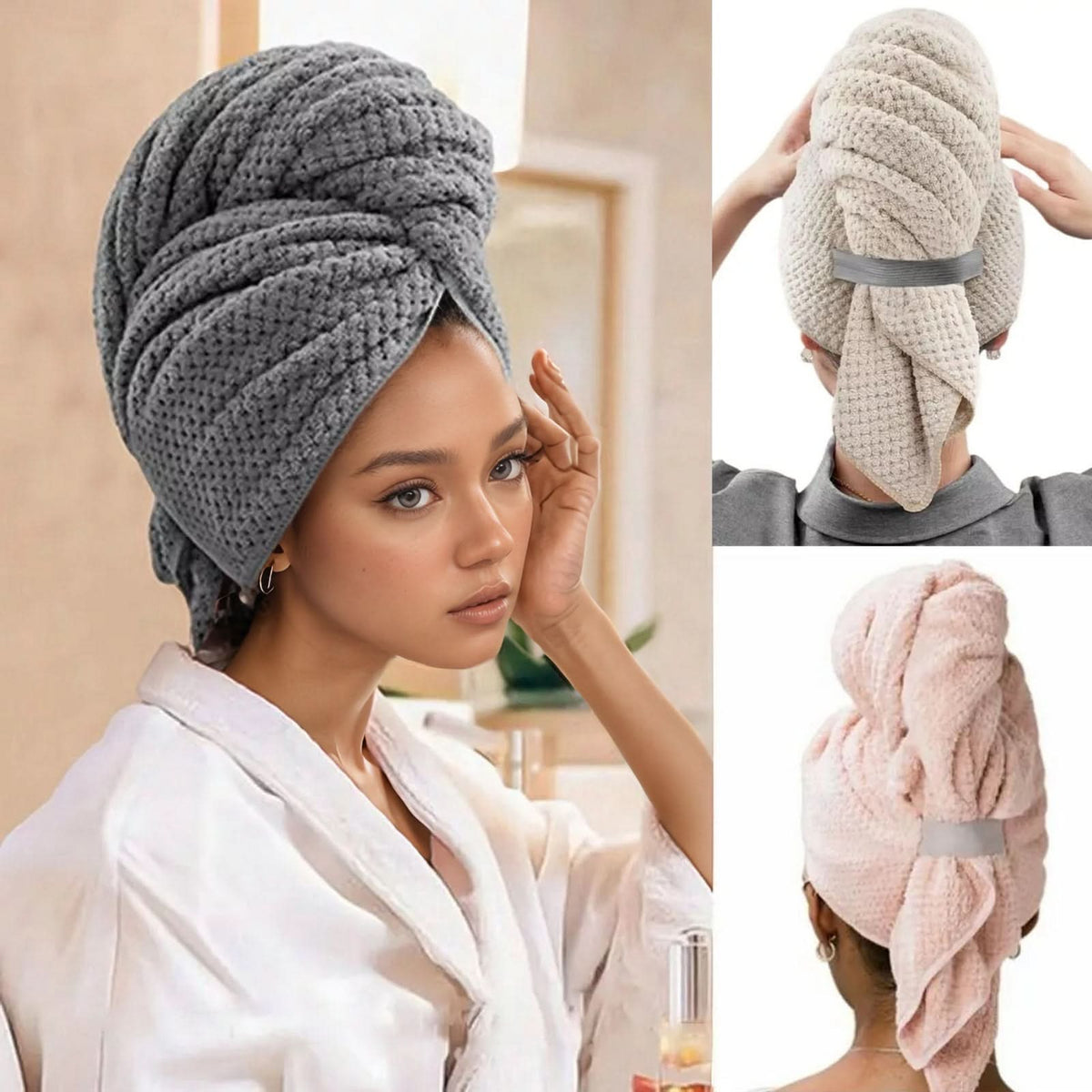 AquaSoft – Coral Velvet Hair Wrap for Quick Drying and Frizz Control