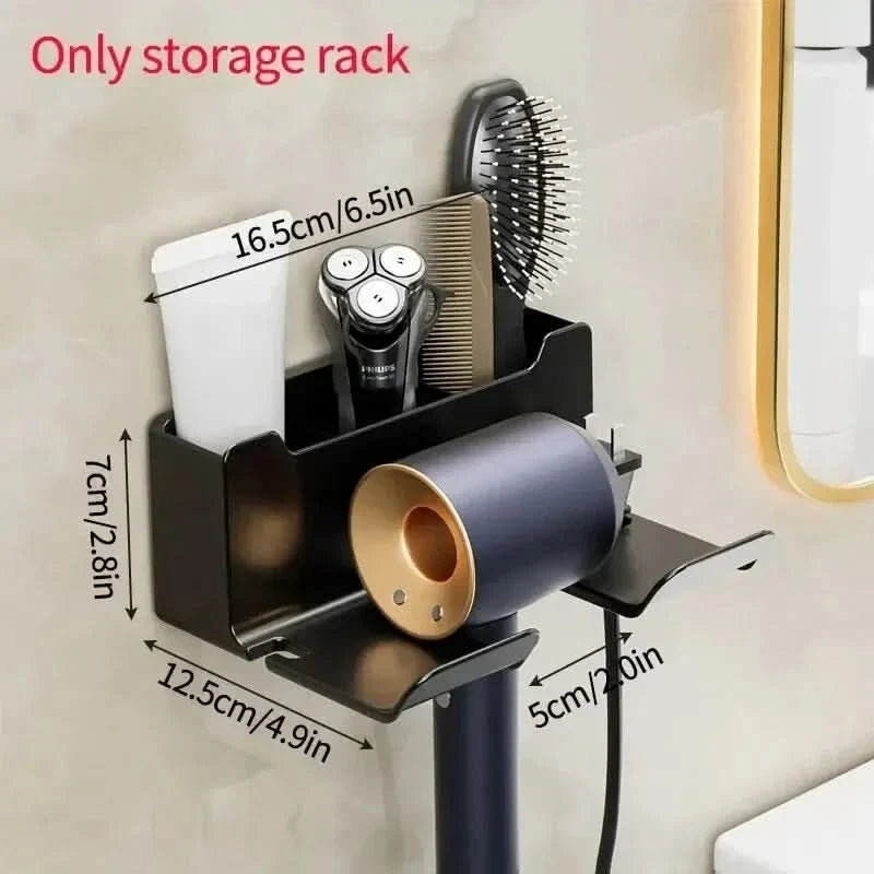 SPACE-SAVING WALL MOUNT FOR HAIR DRYER AND ACCESSORIES