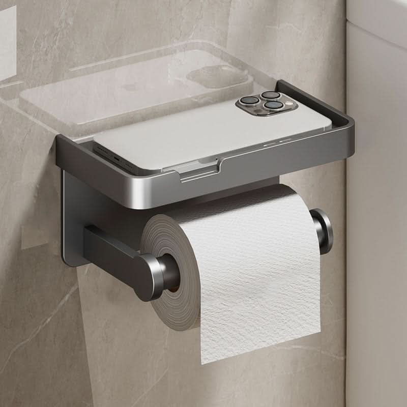 Wall-Mounted Aluminum Toilet Paper Holder with Hidden Drawer