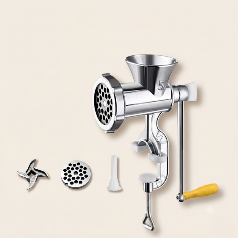 Hand-Cranked Meat Mincer for Homemade Sausage & More