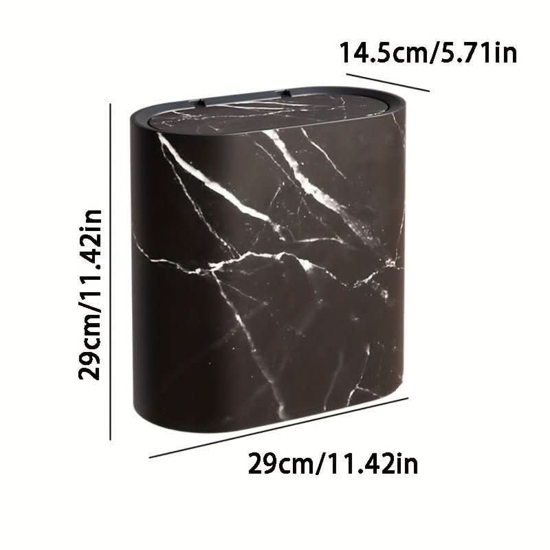 Chic Marble-Style Oval Trash Can - Perfect for Any Room