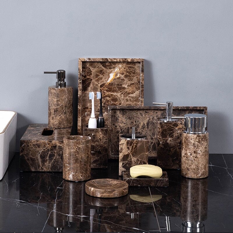 Sophisticated Stone-Inspired Bath Accessory Set for Chic Storage