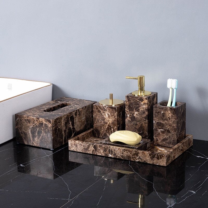 Sophisticated Stone-Inspired Bath Accessory Set for Chic Storage